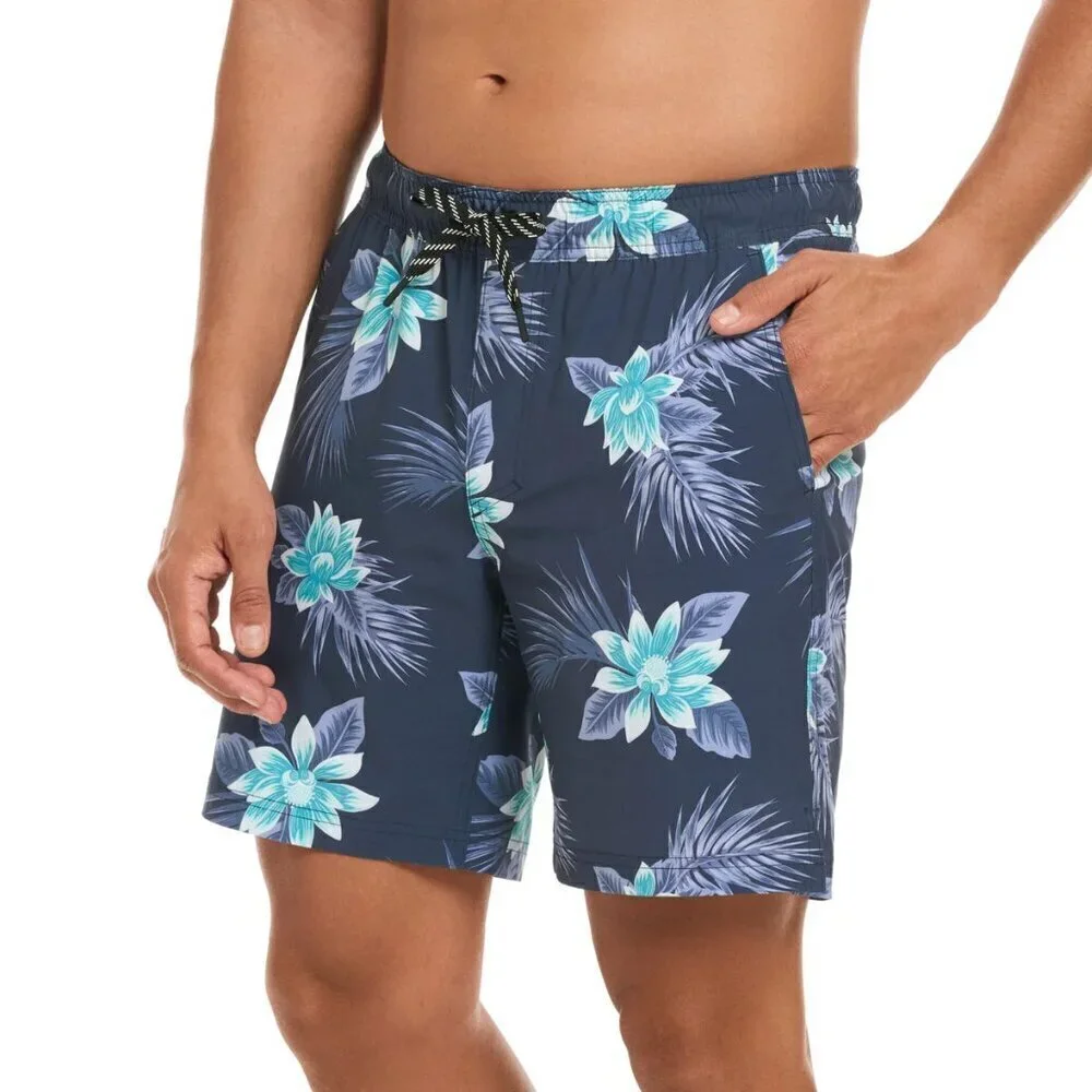 Hurley Mens Swim Short Blue Floral Hawaiian Print